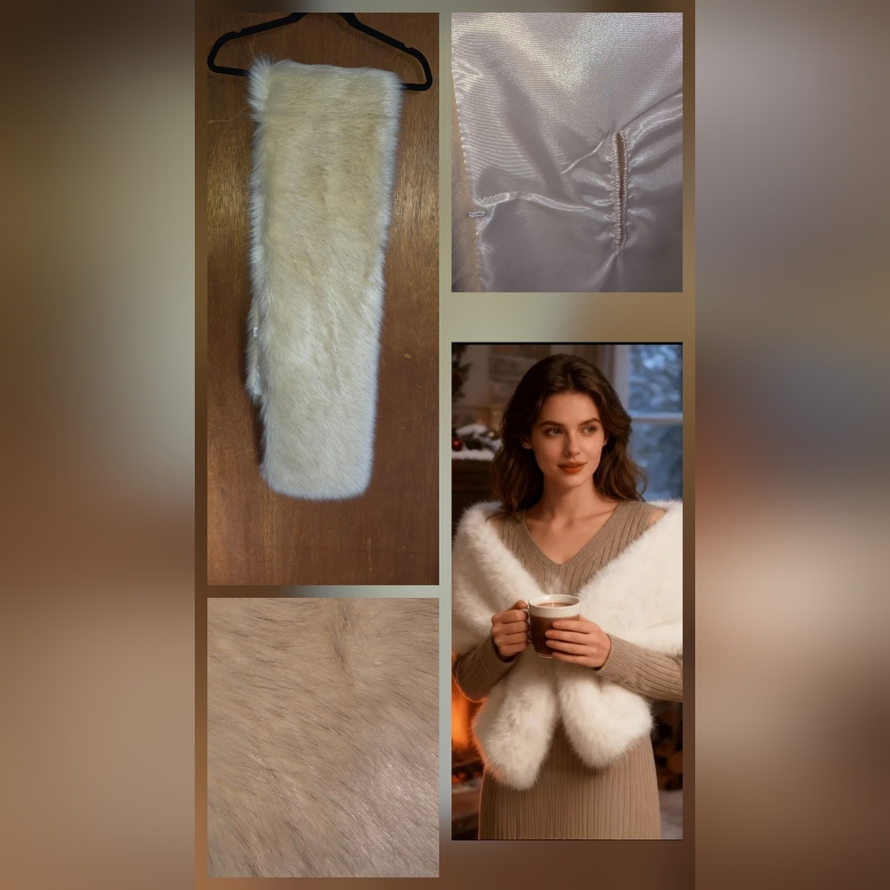 Elegant Cream Faux Fur Stole
